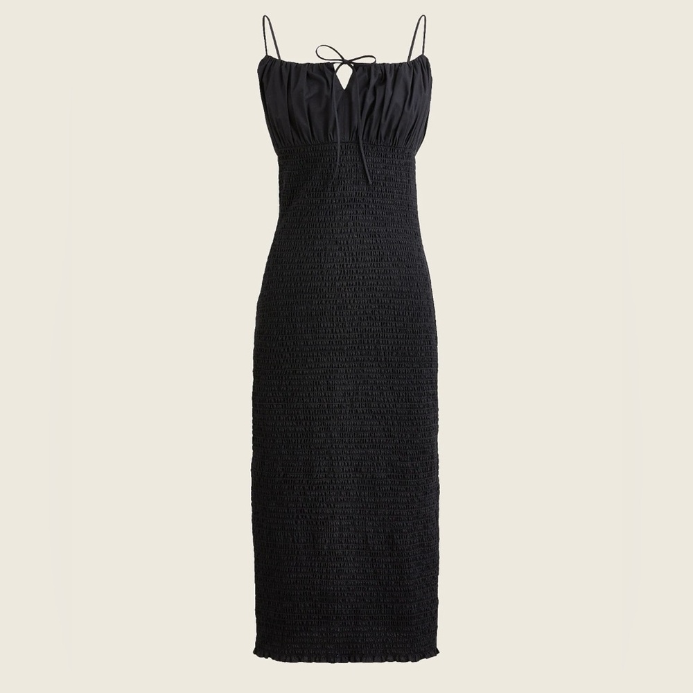 J. Crew Black Smocked Maxi Dress